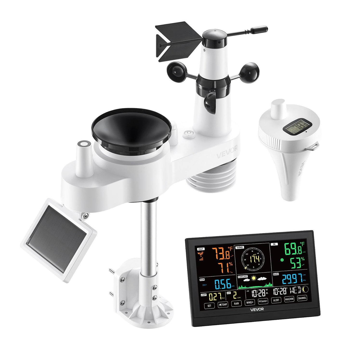 7-in-1 Wi-Fi Weather Station with APP, 190.5 mm Display, Wireless