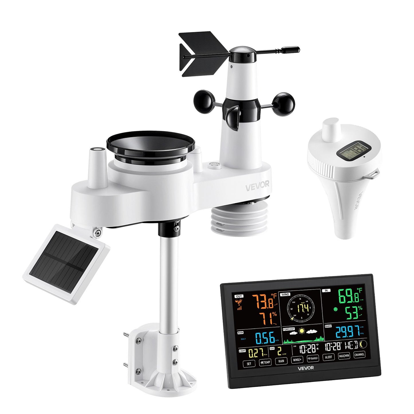 7-in-1 Wi-Fi Weather Station with APP, 190.5 mm Display, Wireless