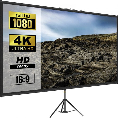 Tripod Projector Screen with Stand 70 inch 16:9 4K HD Projection