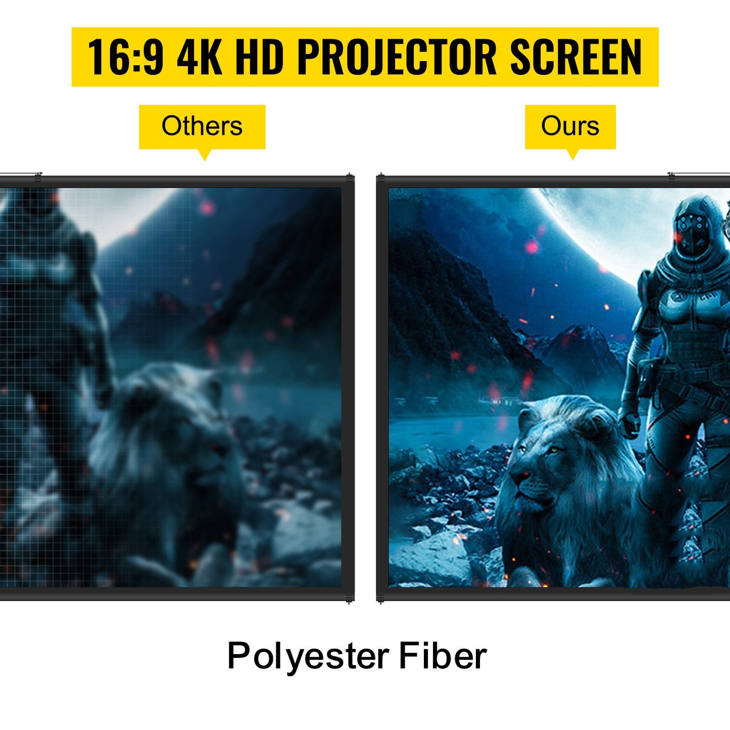 Tripod Projector Screen with Stand 70 inch 16:9 4K HD Projection