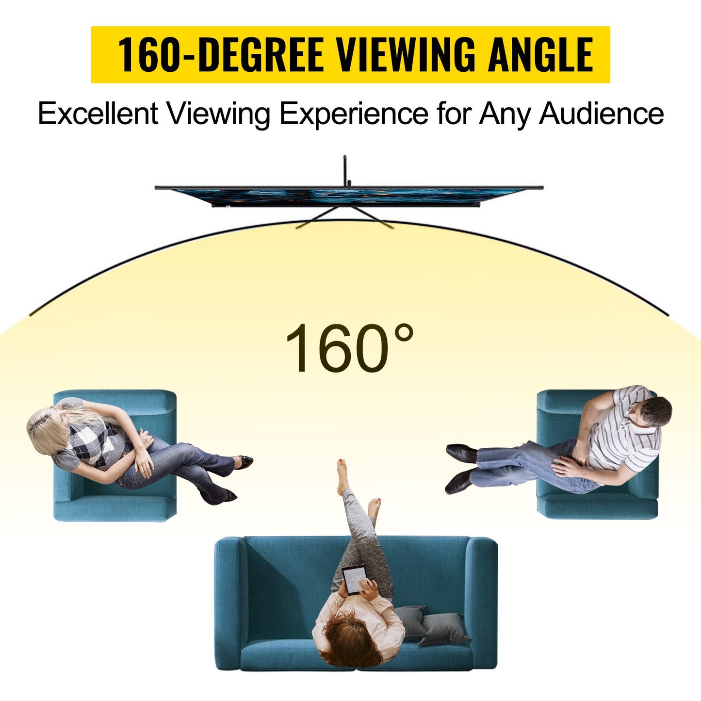 Tripod Projector Screen with Stand 70 inch 16:9 4K HD Projection