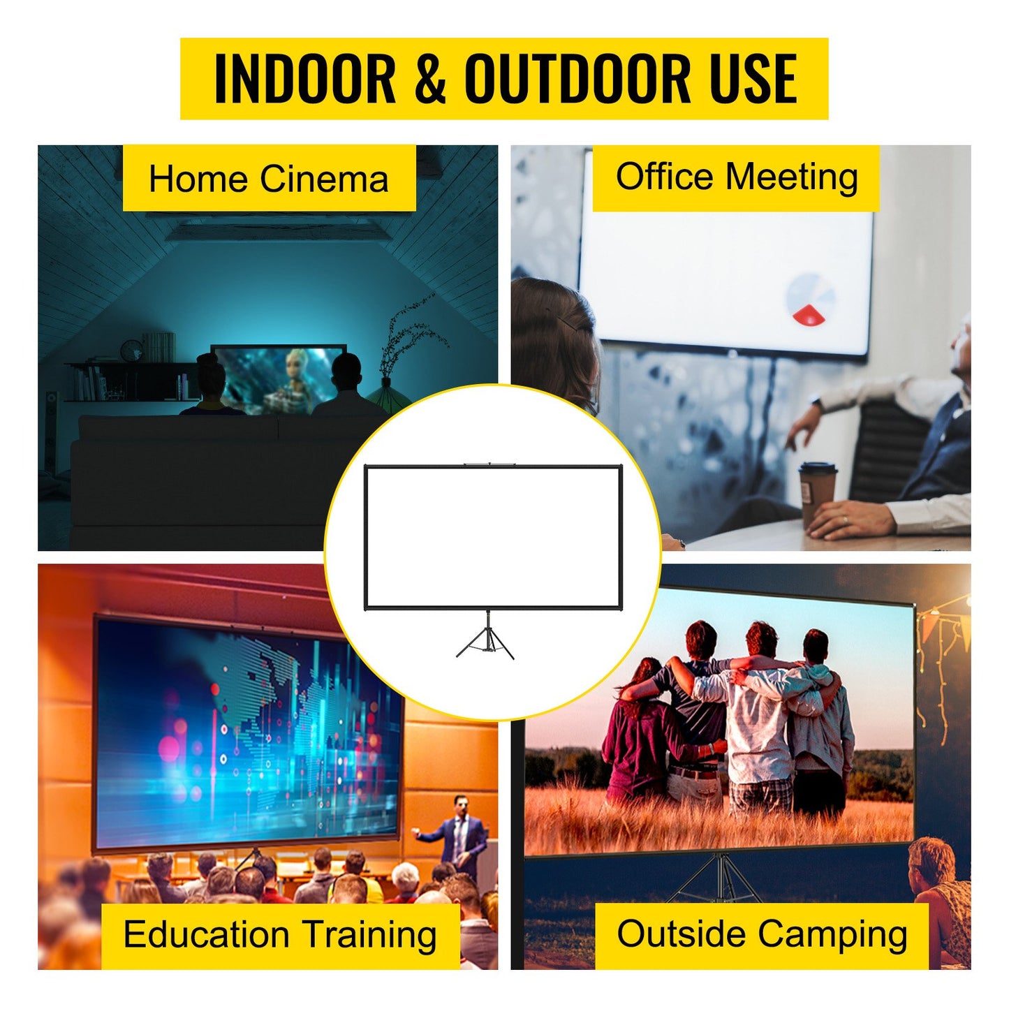Tripod Projector Screen with Stand 70 inch 16:9 4K HD Projection