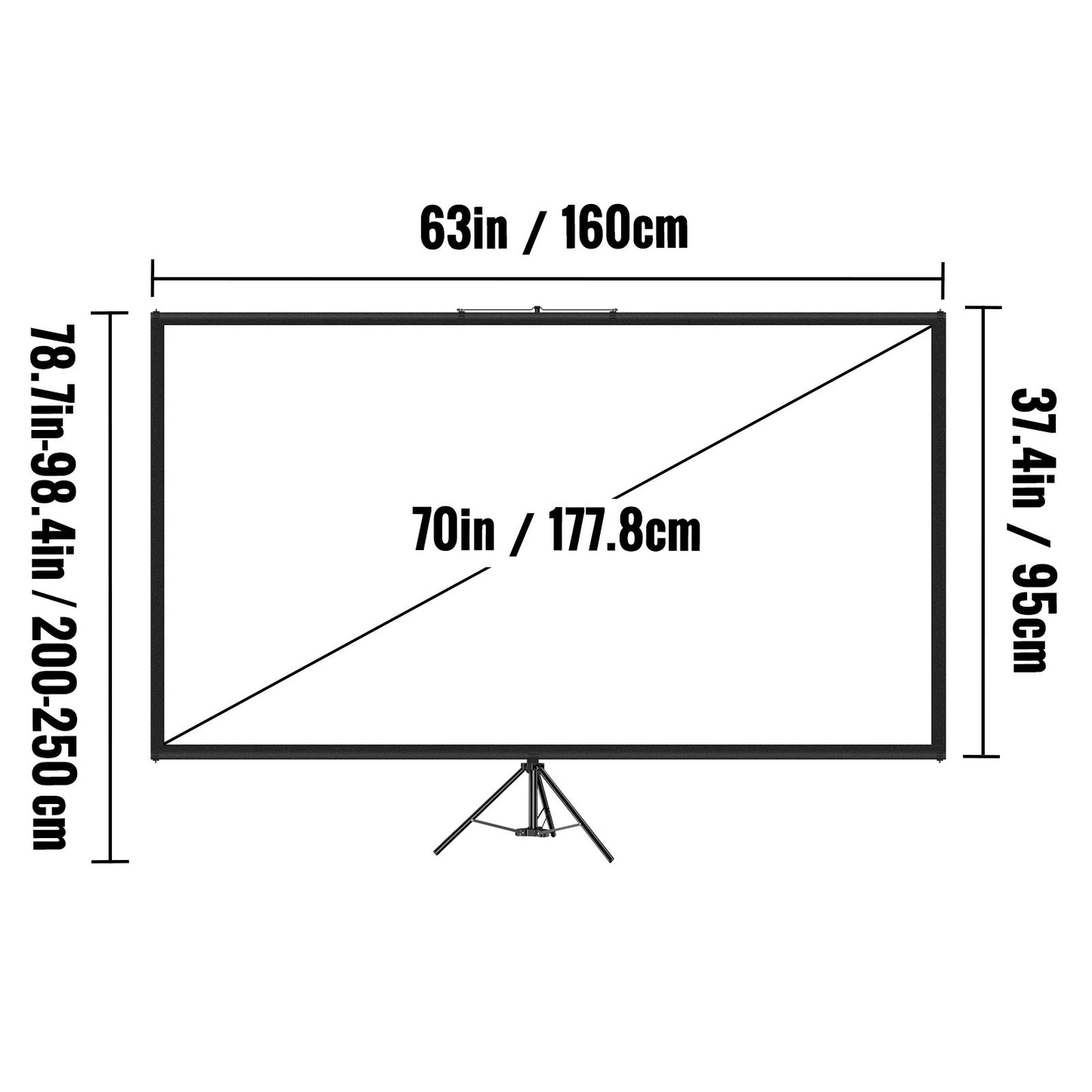 Tripod Projector Screen with Stand 70 inch 16:9 4K HD Projection