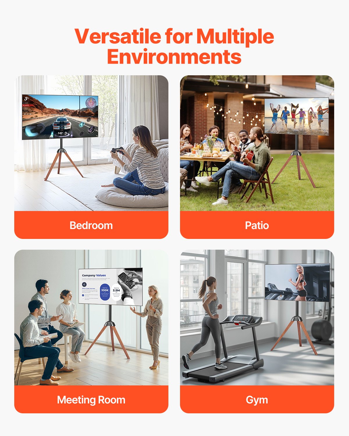 Tripod Easel TV Stand, for 40-65 inch Flat Screen/Curved TVs Up to 99