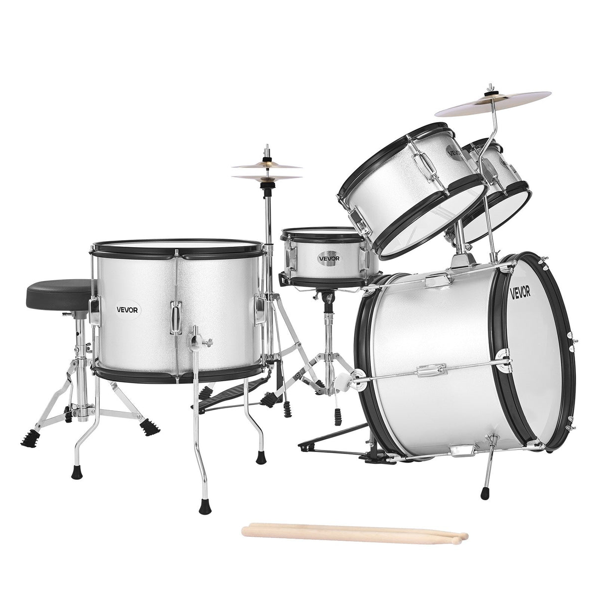 Kids Drum Set, 5-Piece 16 in / 406.4 mm Junior Drum Sets, Beginner