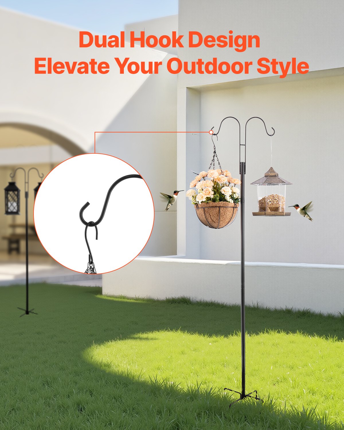 Double Shepherds Hooks for Outdoor, 8 Pack 1560 mm Heavy Duty Bird