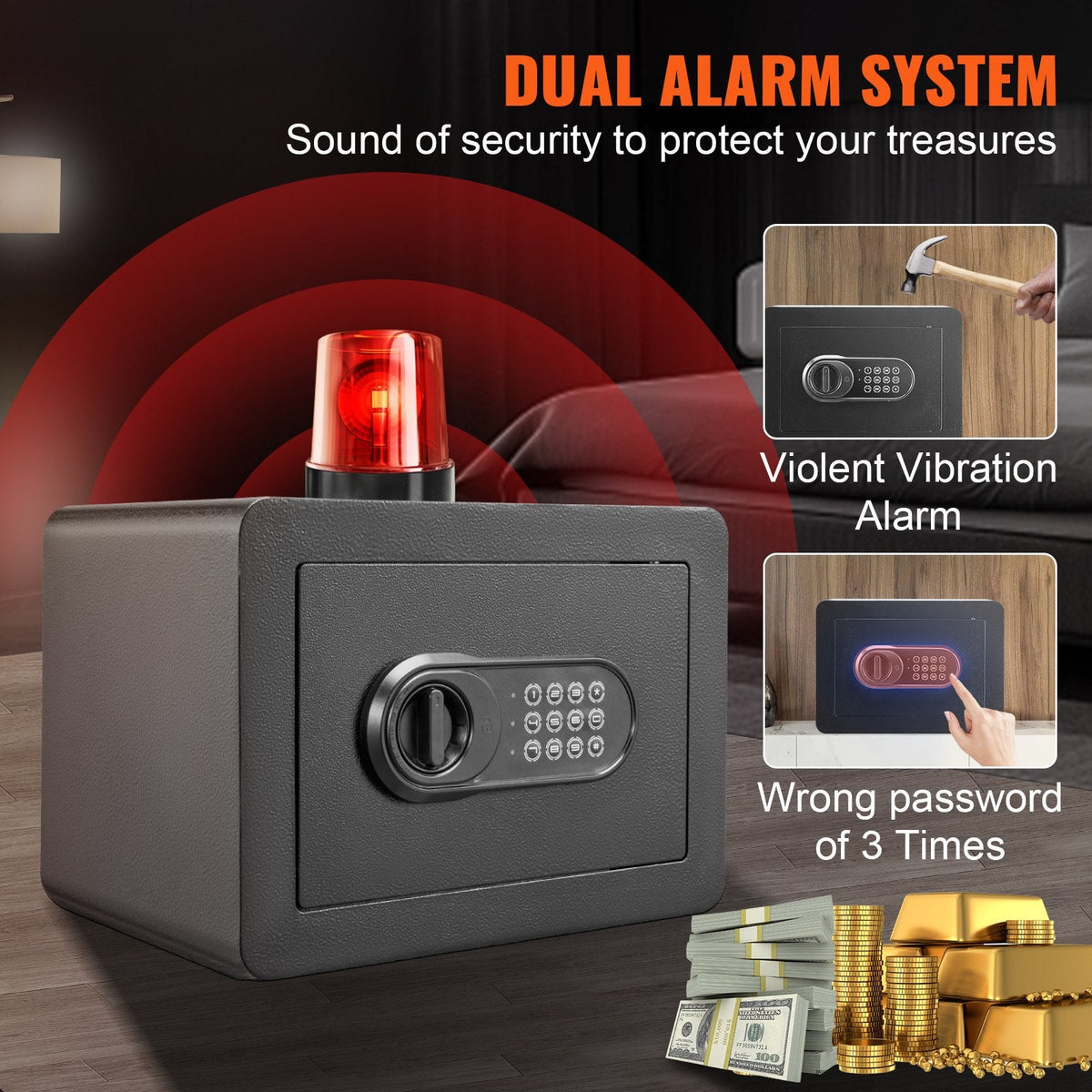 VEVOR Safe, 14.2 L Home Safe, Steel Security Safe with Digital Keypad