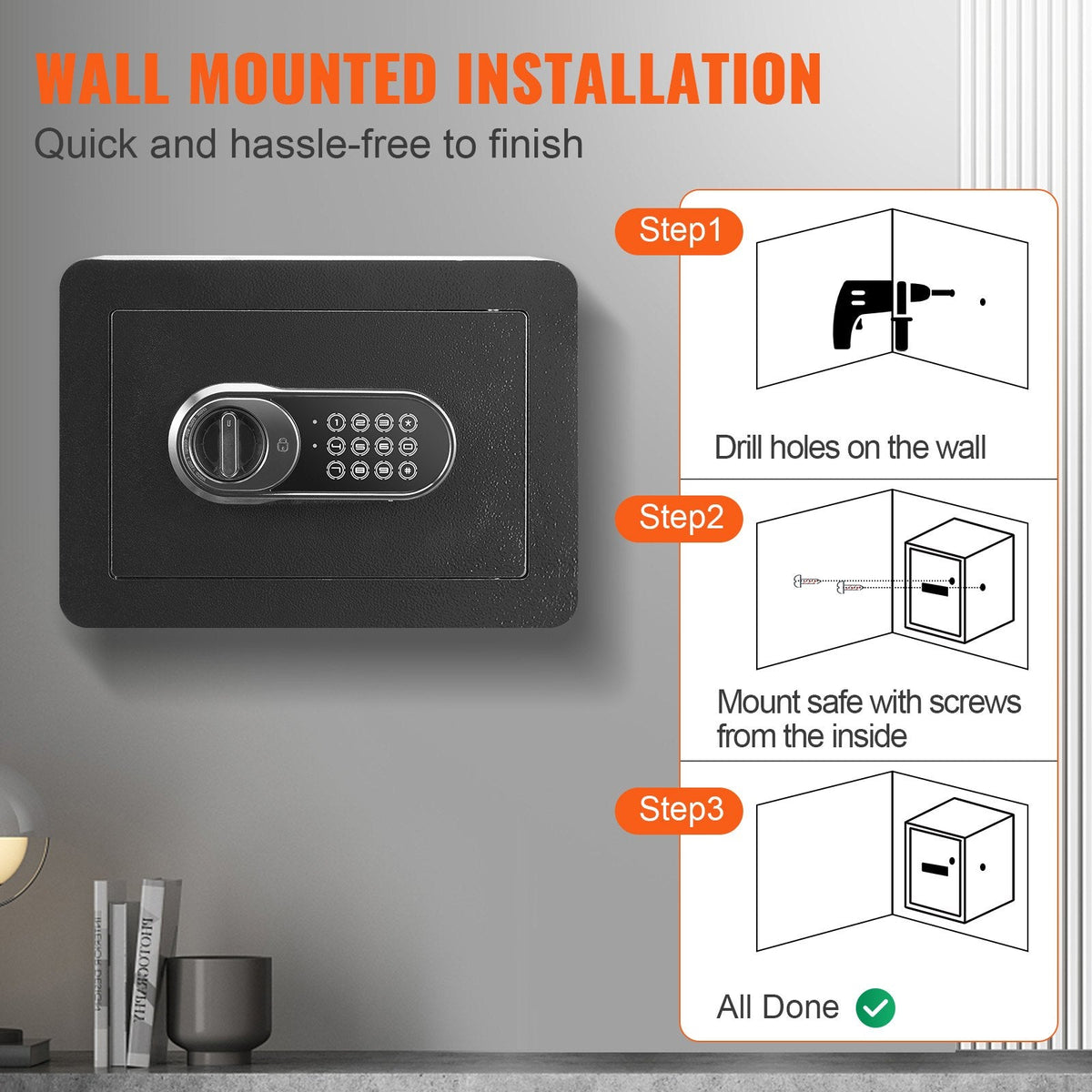 VEVOR Safe, 14.2 L Home Safe, Steel Security Safe with Digital Keypad