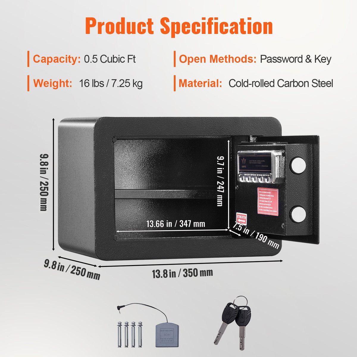 VEVOR Safe, 14.2 L Home Safe, Steel Security Safe with Digital Keypad