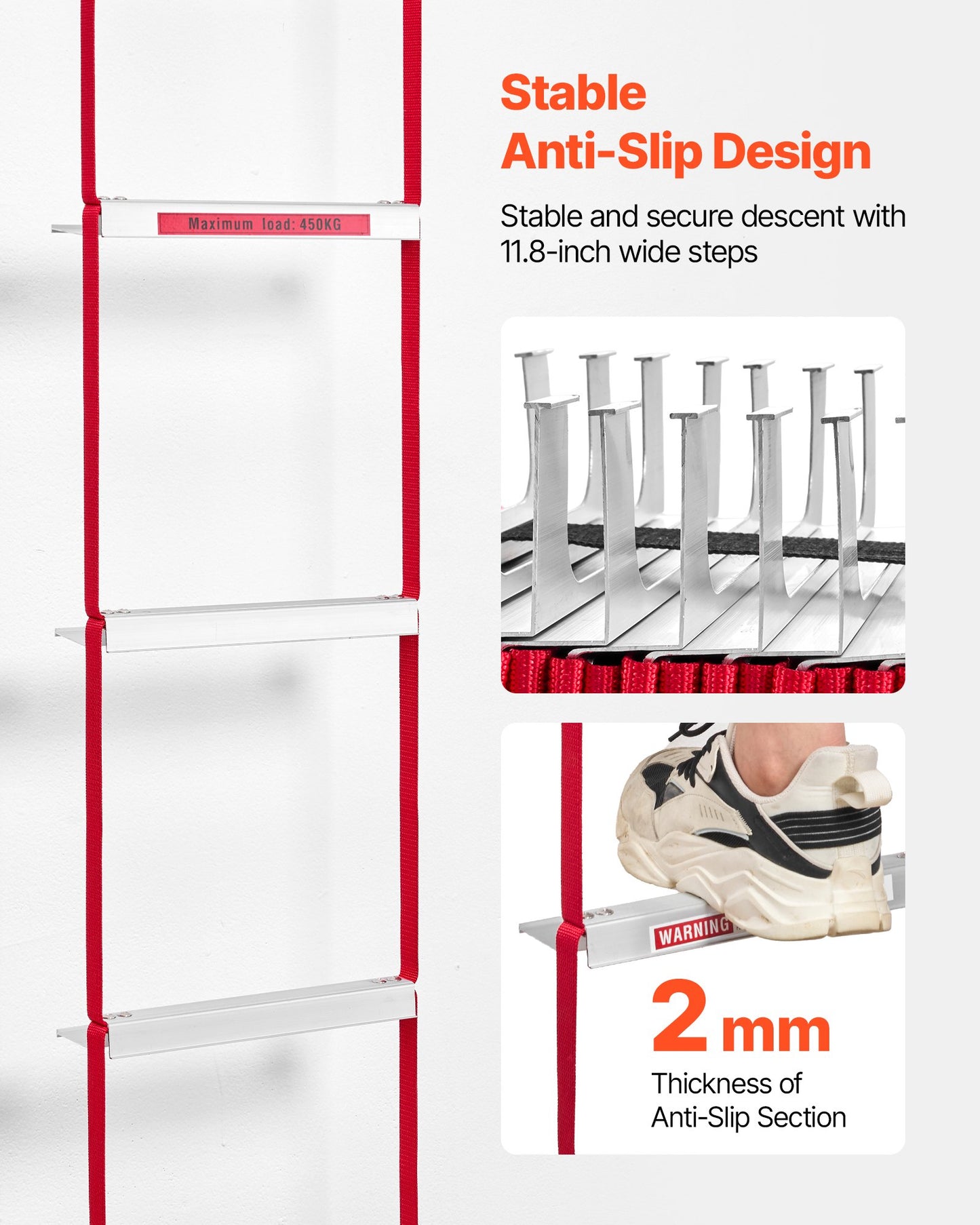 Fire Escape Ladder, 3-Story 7.62m Retractable Emergency Fire Ladder,