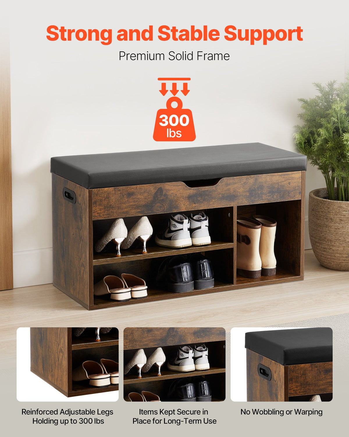 Entryway Shoe Bench, 805 x 305 x 445 mm Shoe Storage Organizer with