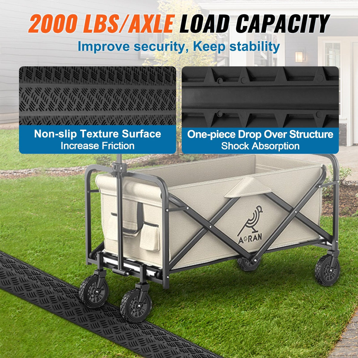 VEVOR Drop Over Cable Cover Ramp 100x13x2 cm, 907.18 kg/axle Load