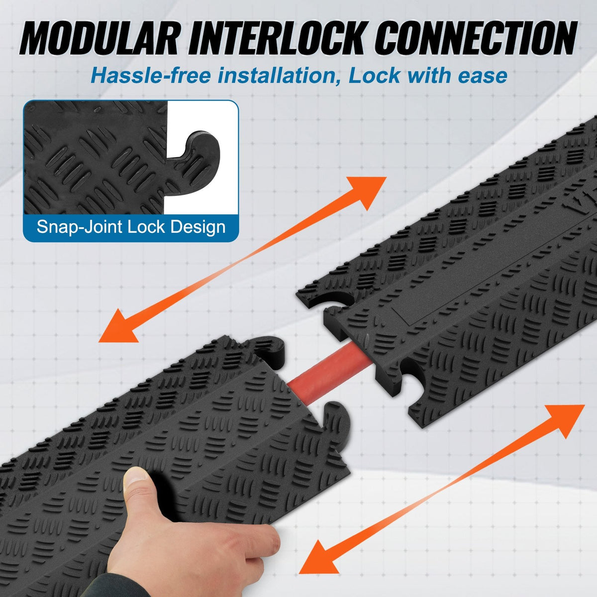 VEVOR Drop Over Cable Cover Ramp 100x13x2 cm, 907.18 kg/axle Load