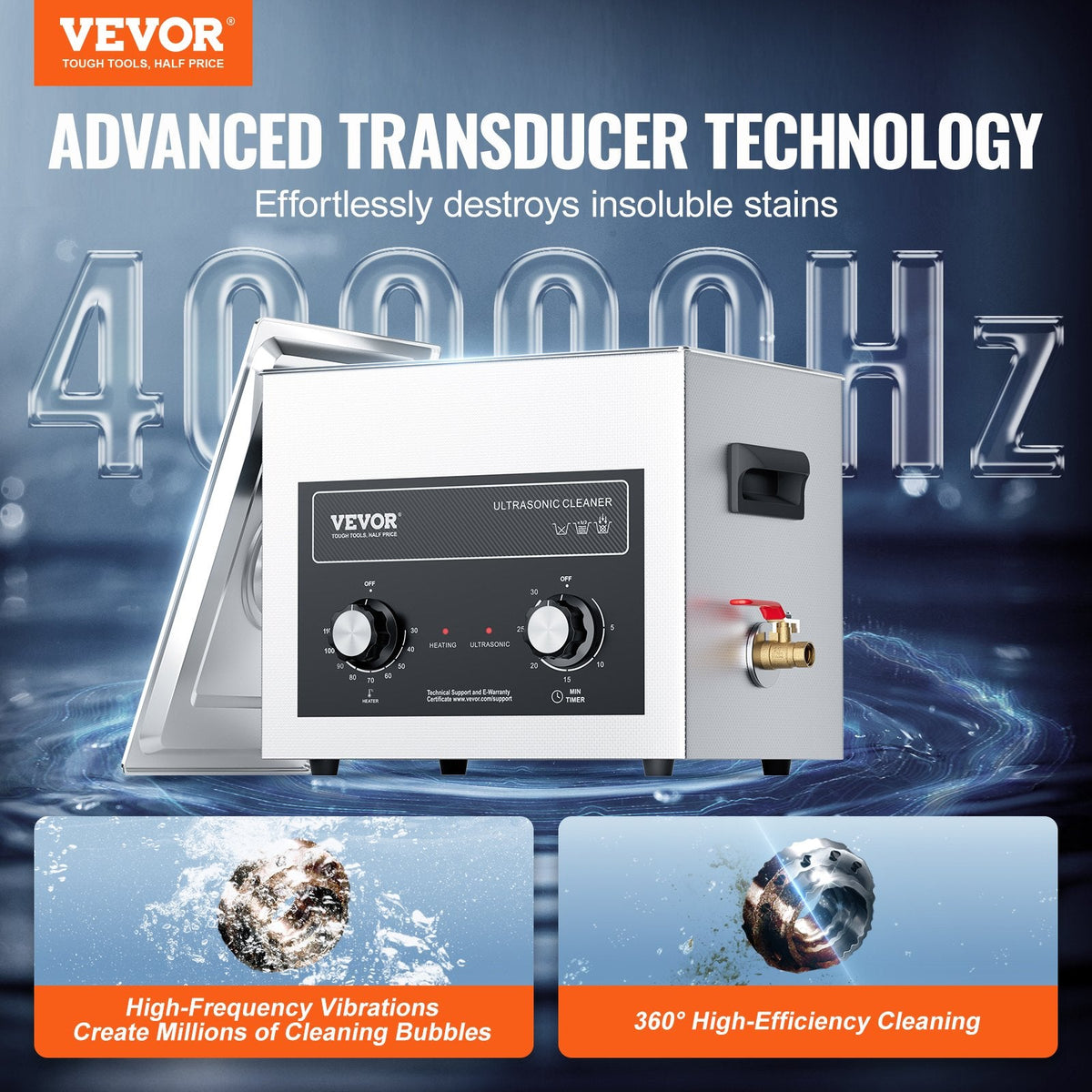 VEVOR 10L Ultrasonic Cleaner with Heater Timer & Basket, Professional