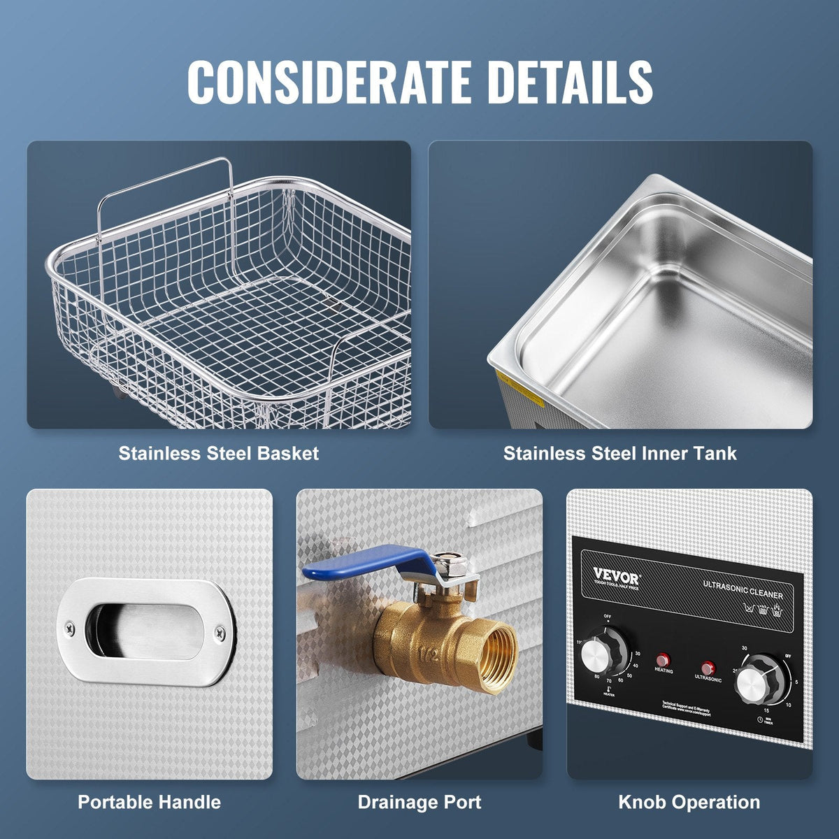 VEVOR 15L Ultrasonic Cleaner with Heater Timer & Basket, Professional