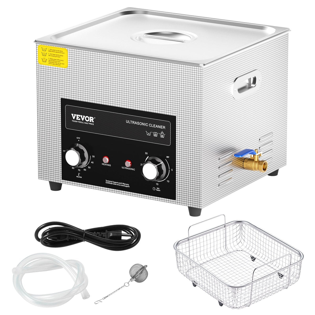 VEVOR 15L Ultrasonic Cleaner with Heater Timer & Basket, Professional