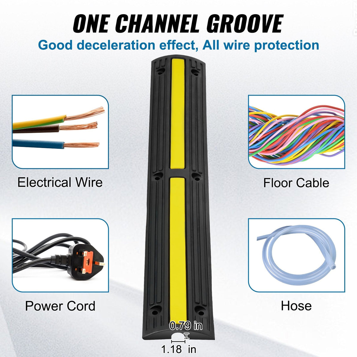 VEVOR Cable Protector Ramp 100x15x3.1 cm, 4 Pack of 1 Channel, 8164.7