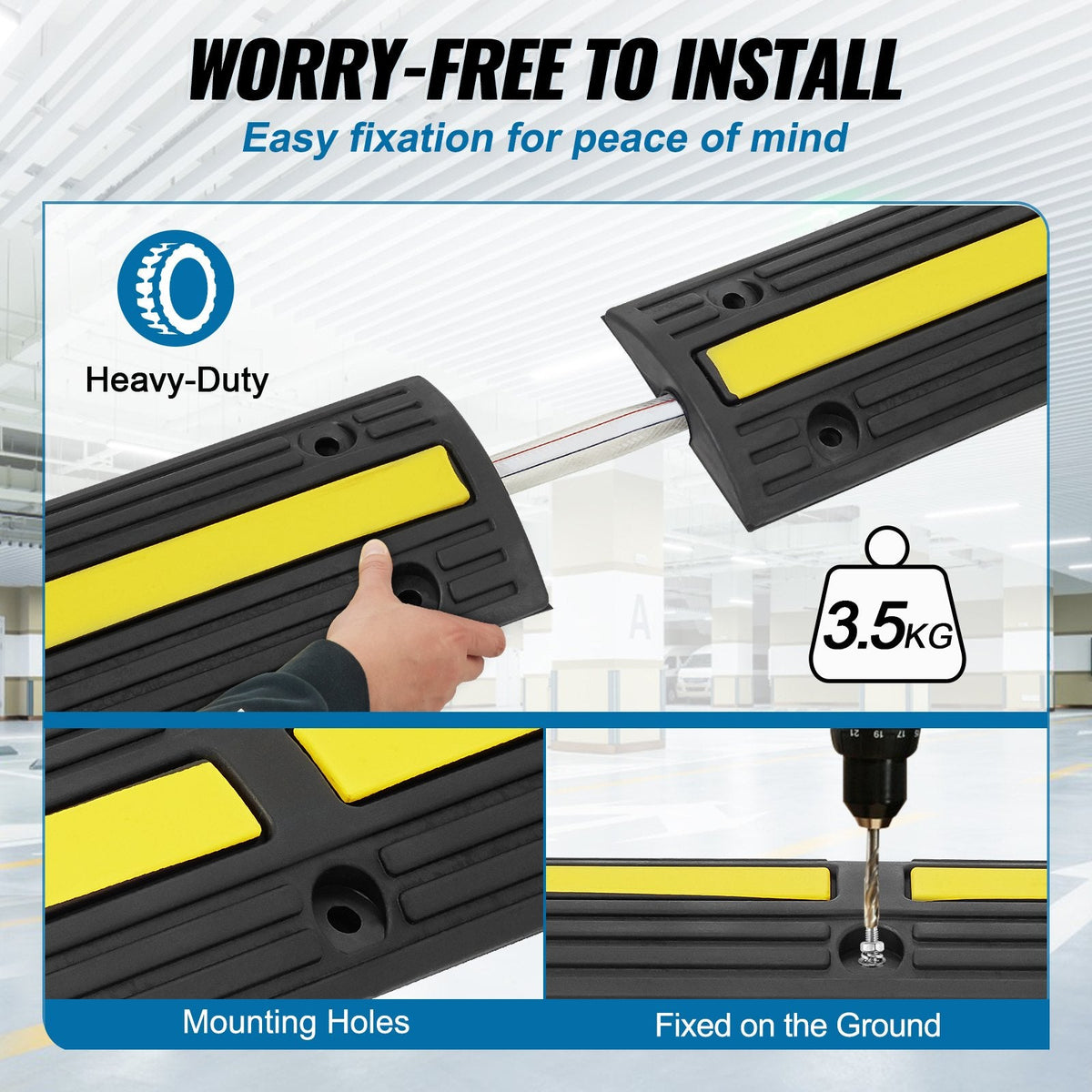 VEVOR Cable Protector Ramp 100x15x3.1 cm, 4 Pack of 1 Channel, 8164.7