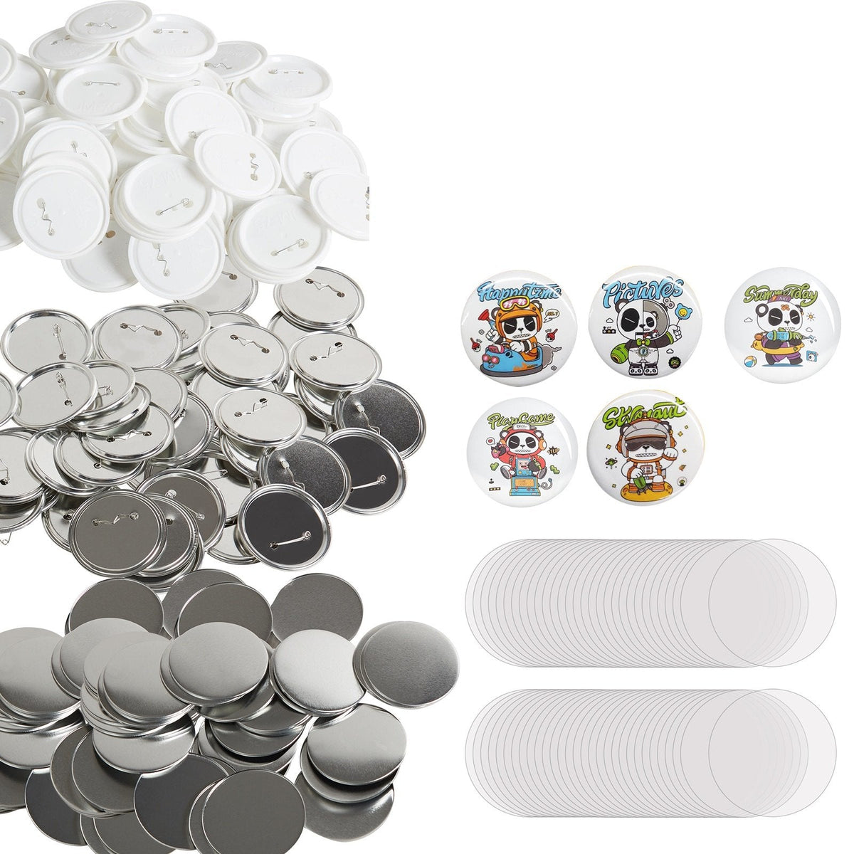 VEVOR 200 Sets 3 inch 75mm Pin Back Button Parts, DIY Round Button