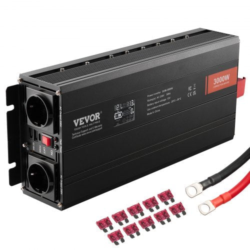 VEVOR Modified Sine Wave Inverter, 3000Watt, DC 12V to AC 230V LCD