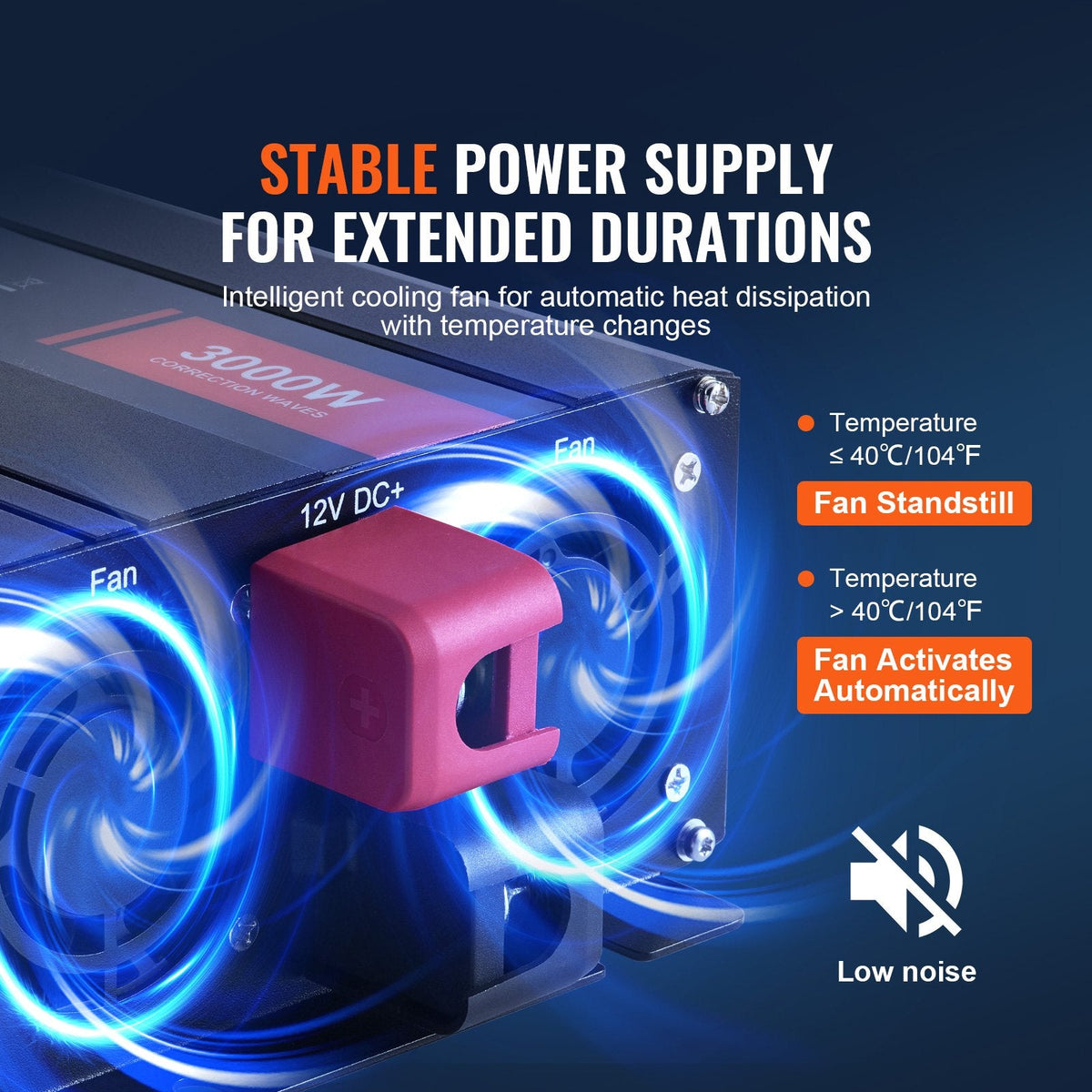VEVOR Modified Sine Wave Inverter, 3000Watt, DC 12V to AC 230V LCD