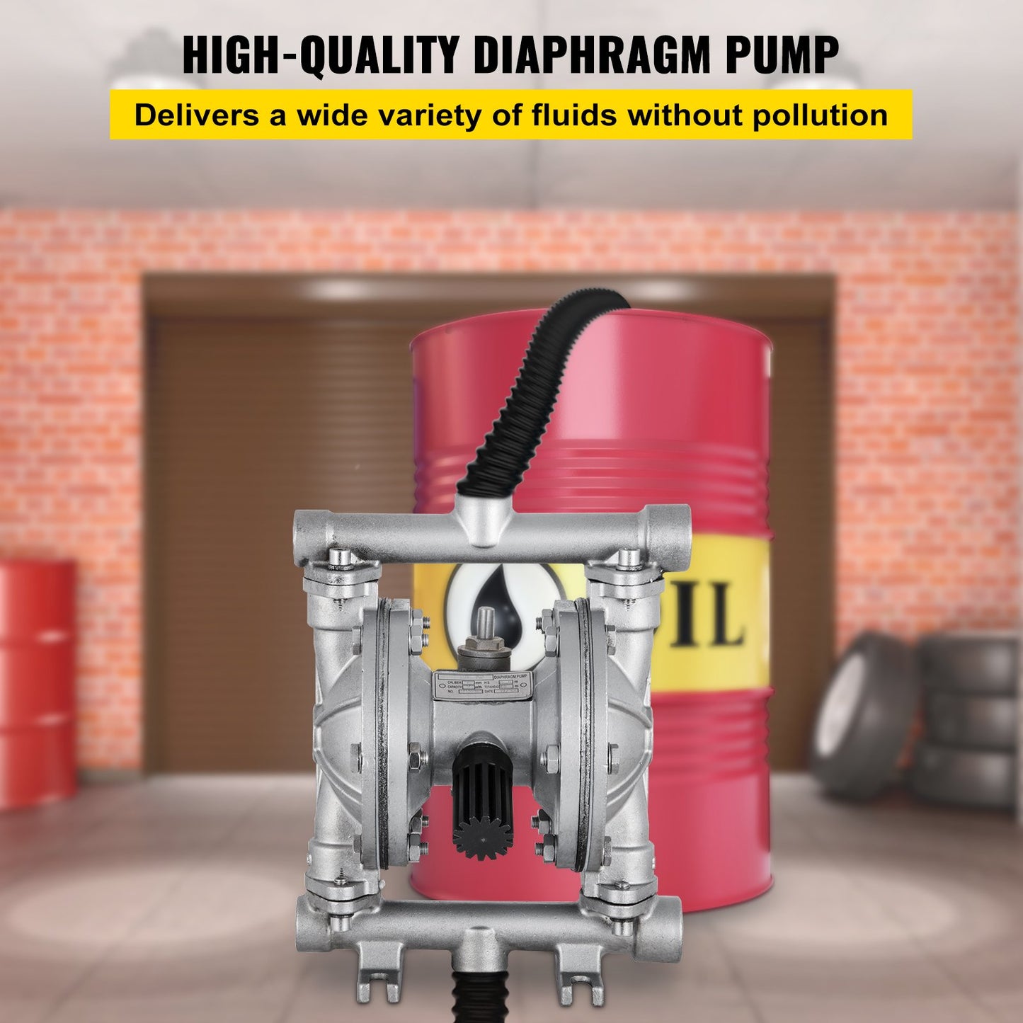 Air-Operated Double Diaphragm Pump, Inlet & Outlet, Stainless Steel