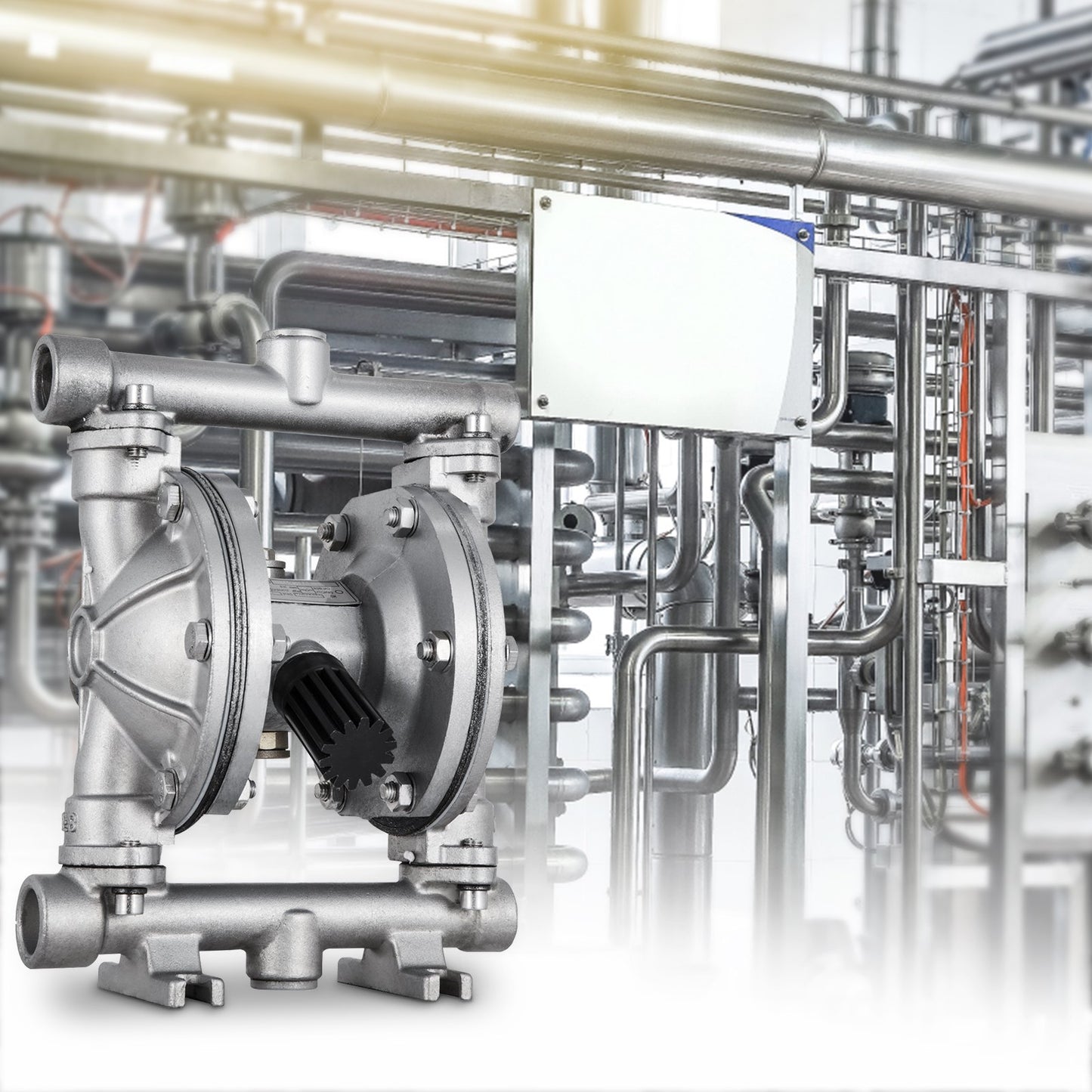Air-Operated Double Diaphragm Pump, Inlet & Outlet, Stainless Steel
