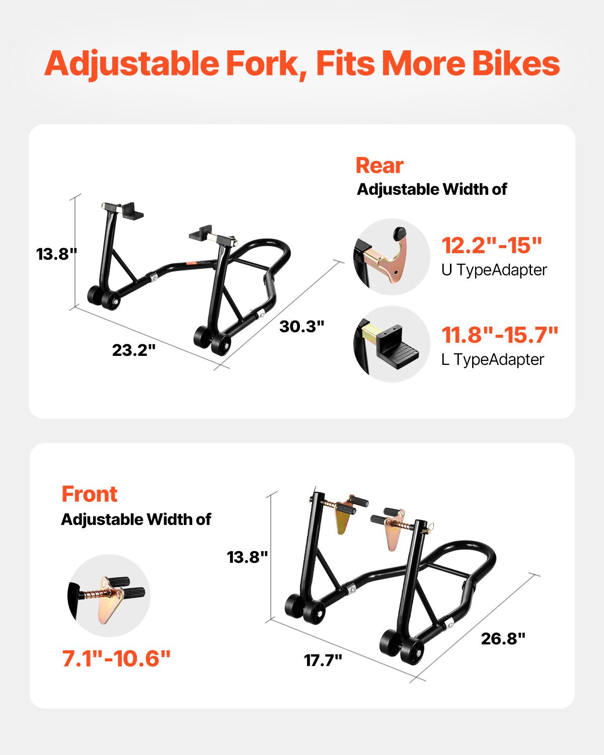 VEVOR Motorcycle Stand Lift, 1100lbs Capacity Front Rear Combo Stand