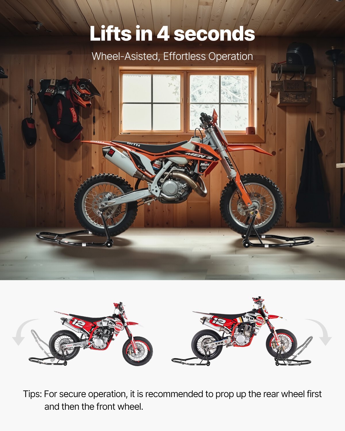 VEVOR Motorcycle Stand Lift, 1100lbs Capacity Front Rear Combo Stand