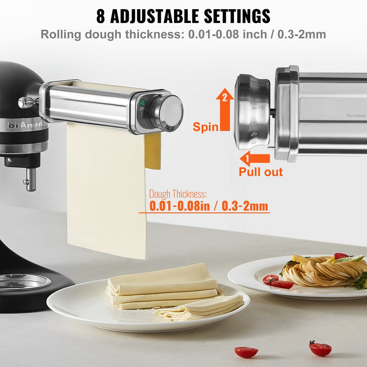 VEVOR Pasta Attachment for KitchenAid Stand Mixer, Stainless Steel
