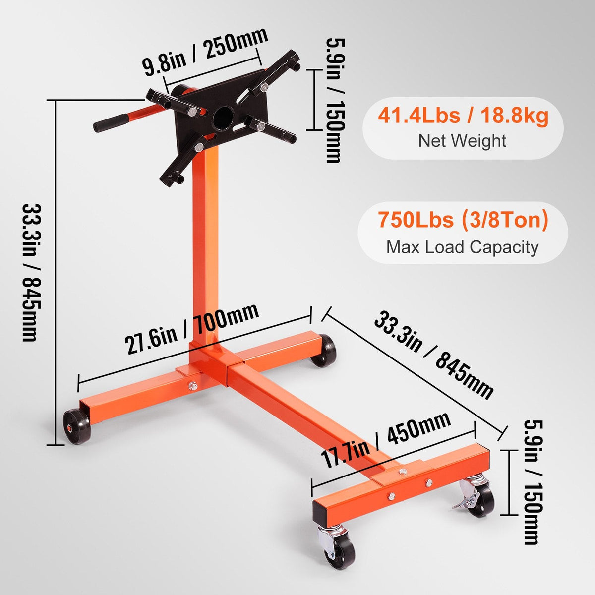 VEVOR Engine Stand, 340 kg Rotating Engine Motor Stand with 360 Degree