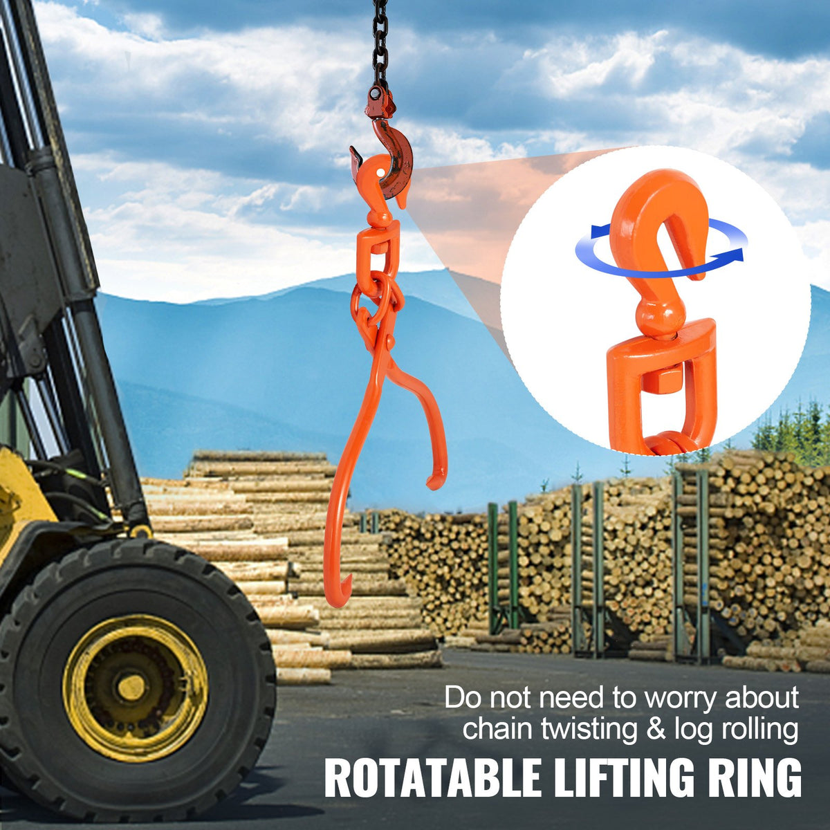 Log Skidding Tongs, 18 inch 2 Claw Log Lifting Tongs, Heavy Duty