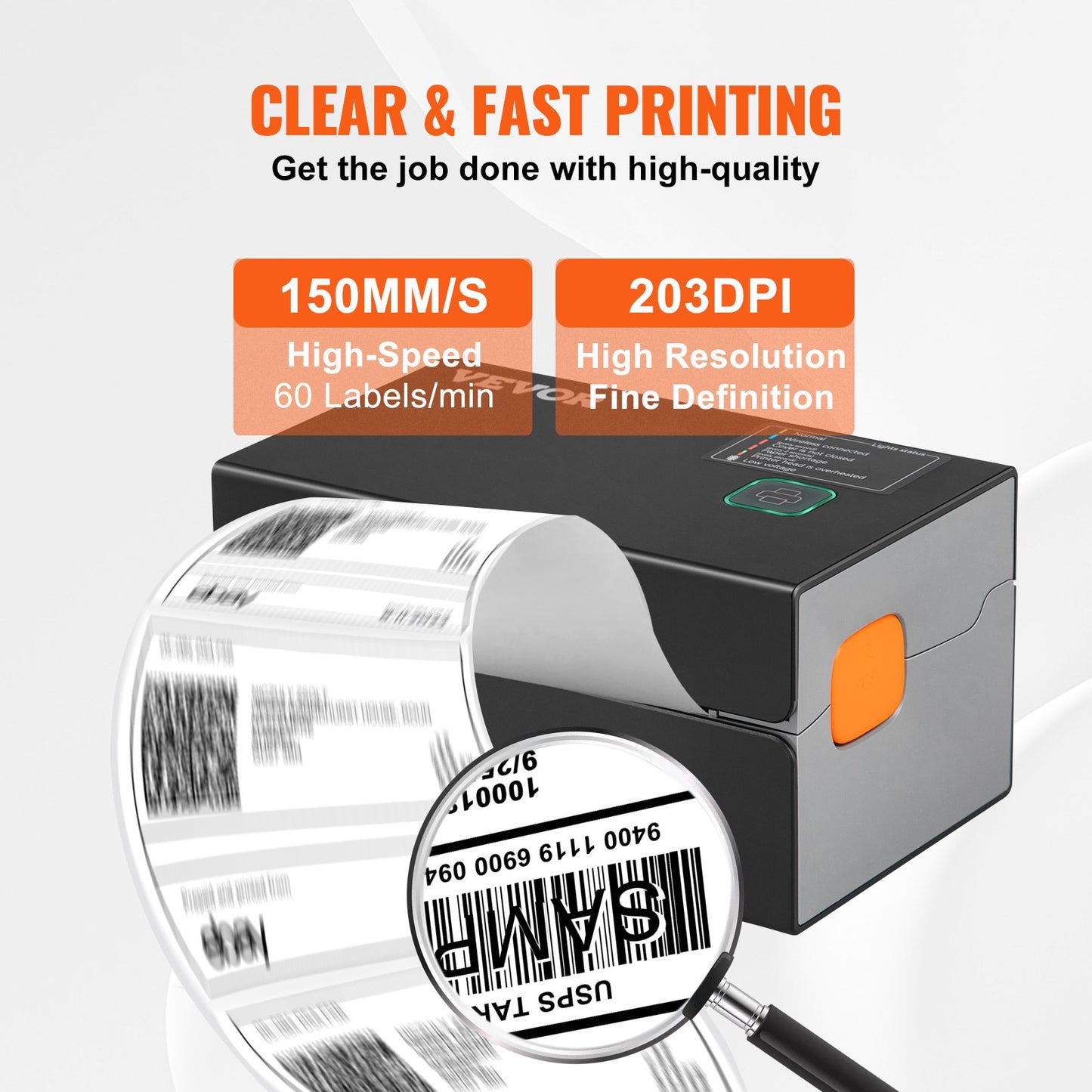 Thermal Label Printer, 300DPI for 4x6 Mailing Packages, Bluetooth &