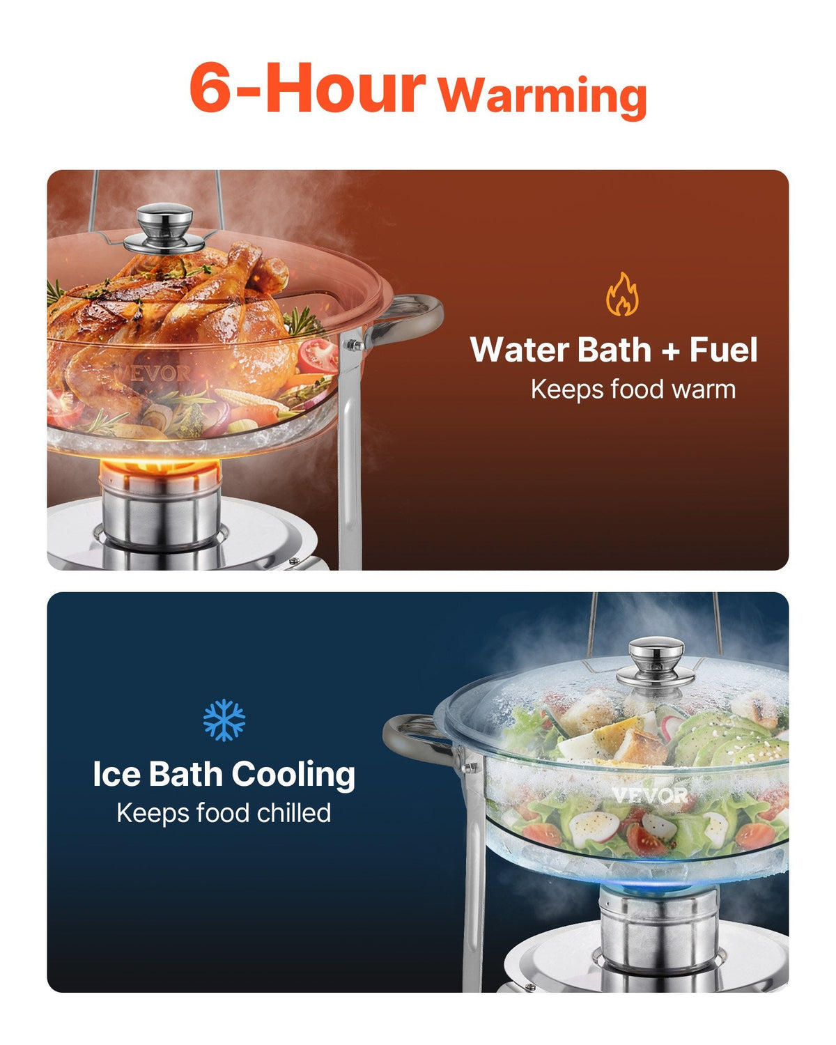 VEVOR Chafing Dish Buffet Set, 5 Qt 4 Pack, Stainless Steel Chafer