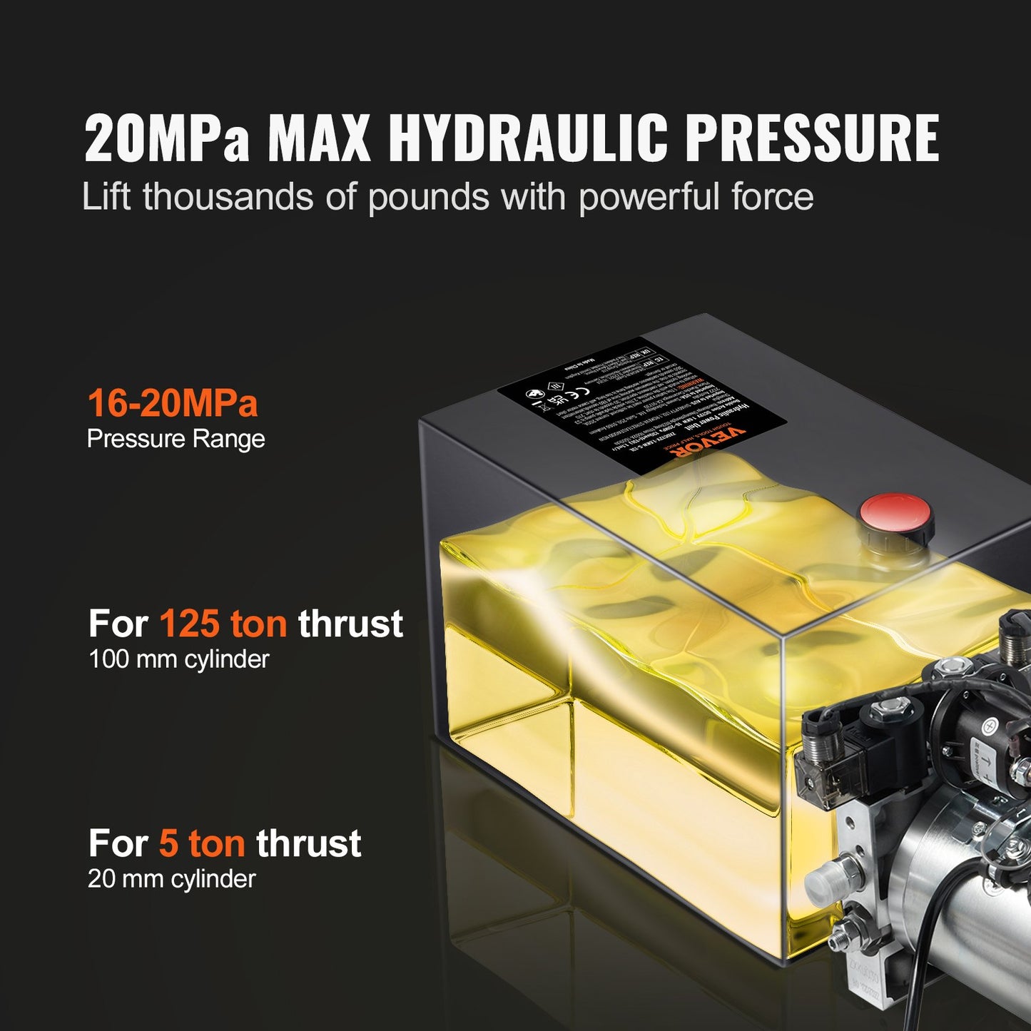 Hydraulic Pump, 6 Quart Hydraulic Power Unit, Double Acting Dump