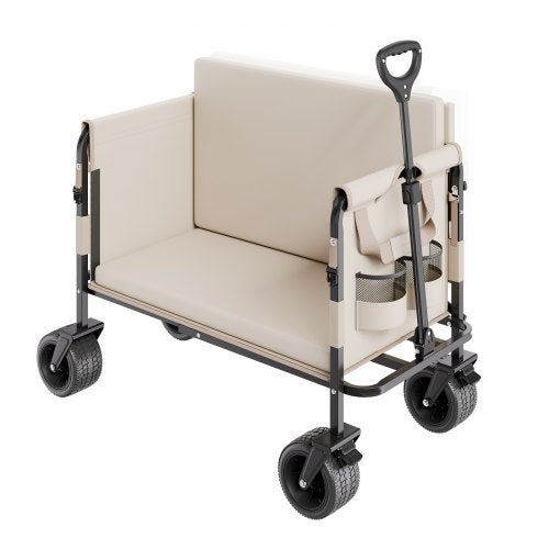 Collapsible Folding Wagon, 550lb Load & 220L, 2 in 1 Foldable Wagon