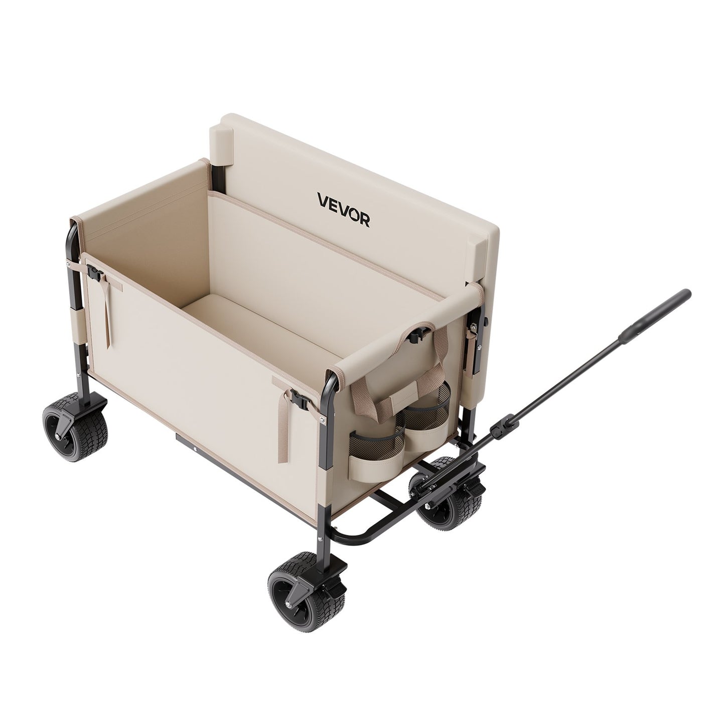 Collapsible Folding Wagon, 550lb Load & 220L, 2 in 1 Foldable Wagon