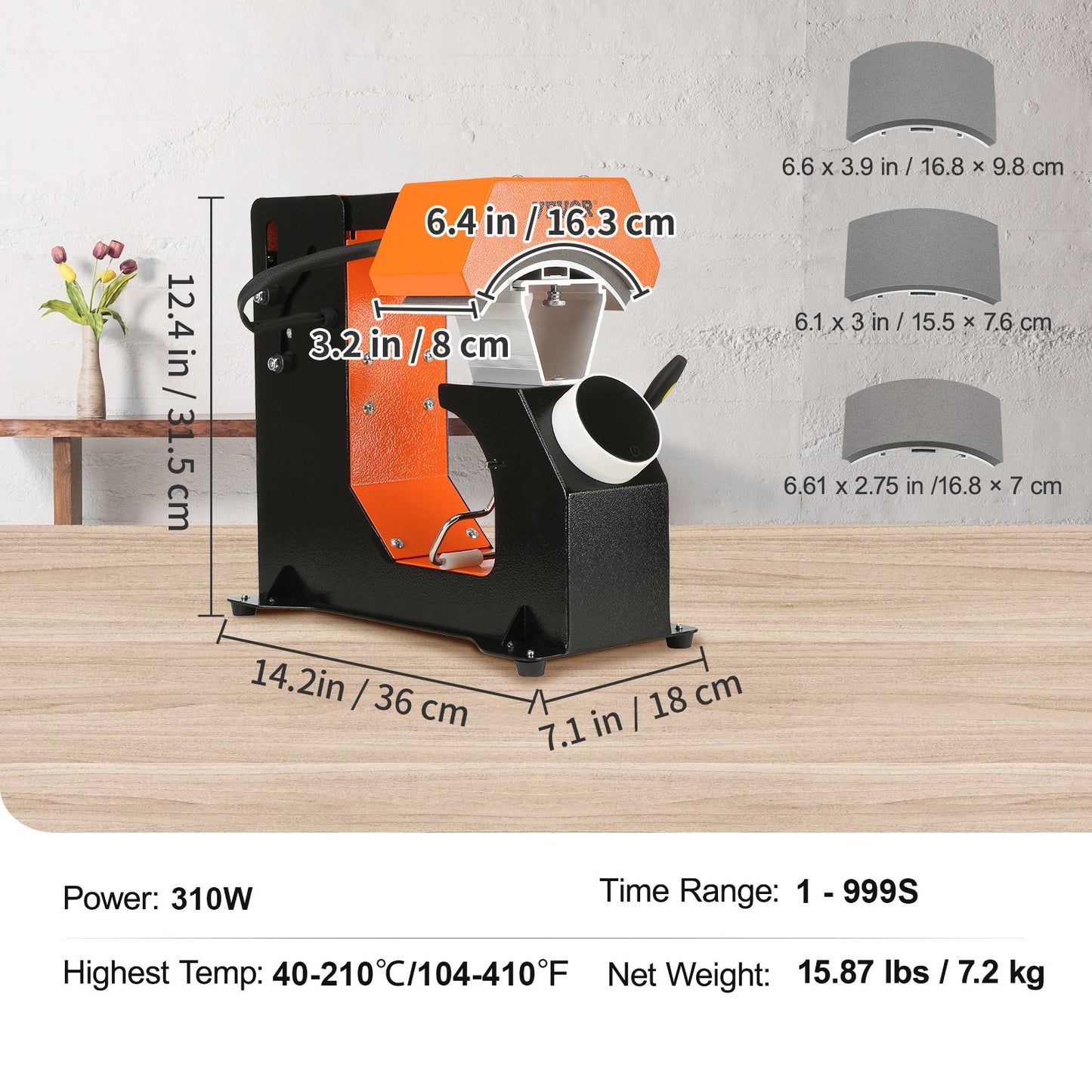 Hat Heat Press, 3-in-1 Auto Cap Heat Press Machine, 6.4x3.5in