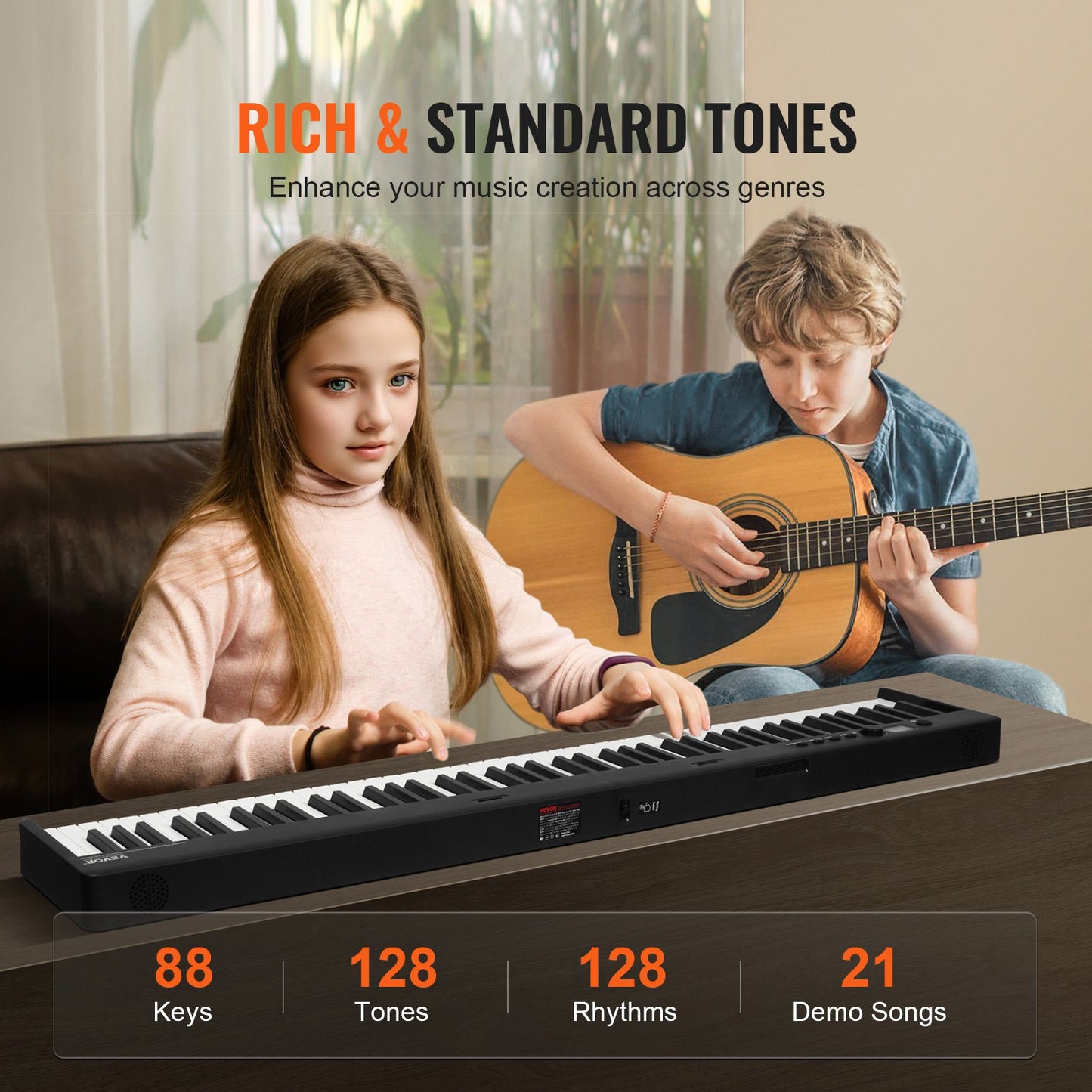 88 Key Folding Keyboard Piano, Bluetooth & MIDI, Portable Electronic