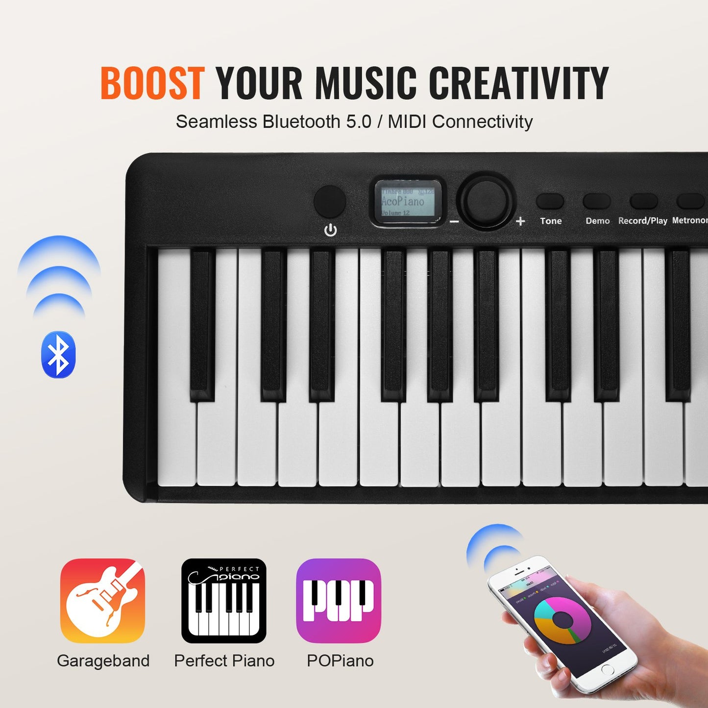 88 Key Folding Keyboard Piano, Bluetooth & MIDI, Portable Electronic