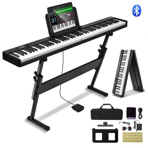 88 Key Folding Keyboard Piano, Bluetooth & MIDI, Portable Electronic