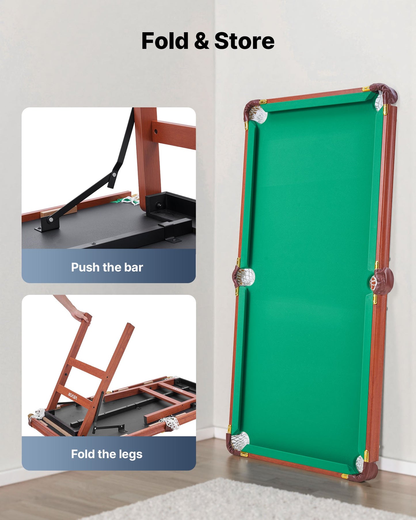 Folding Pool Table, 140cm Portable Billiards Tables, Foldable
