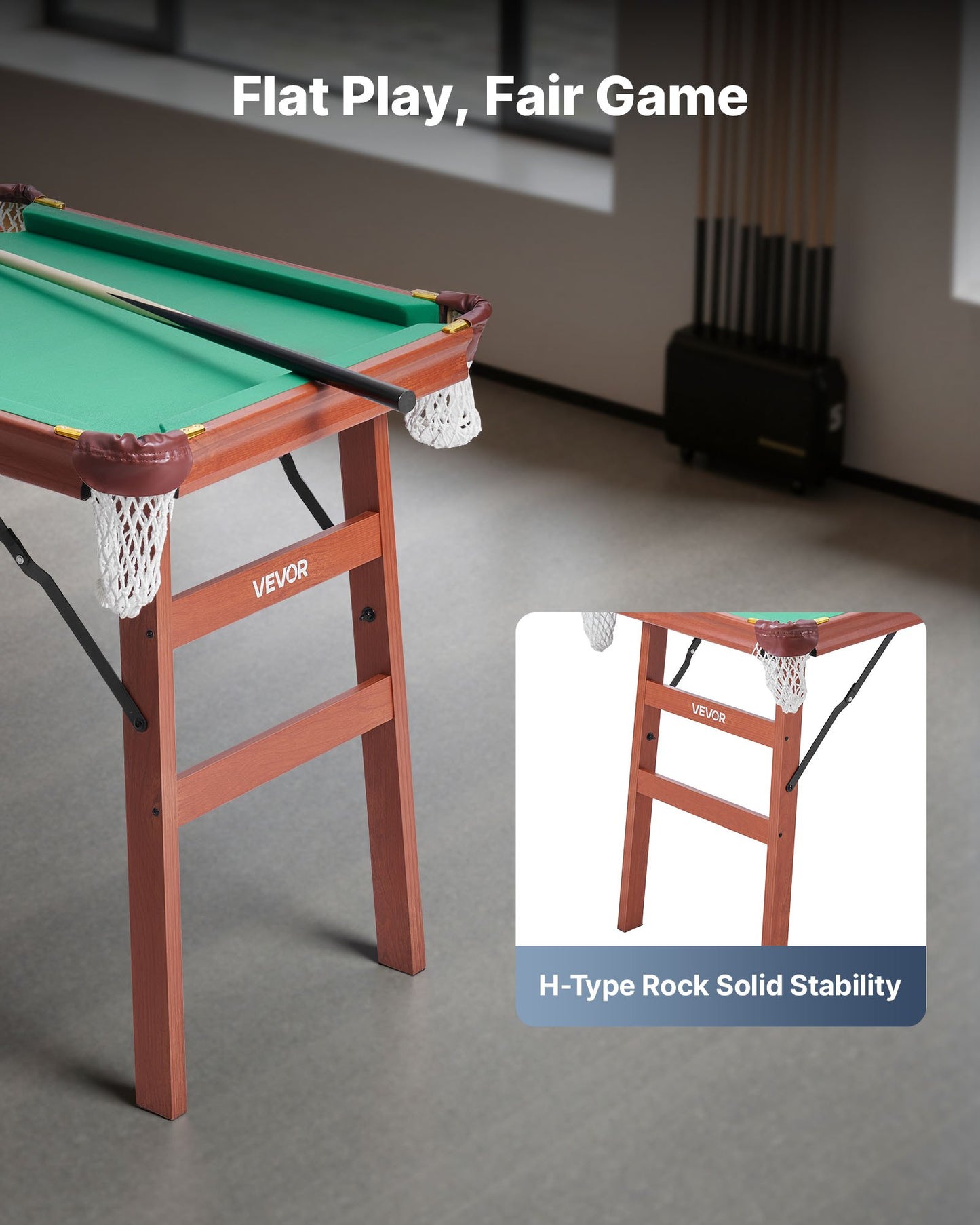 Folding Pool Table, 140cm Portable Billiards Tables, Foldable