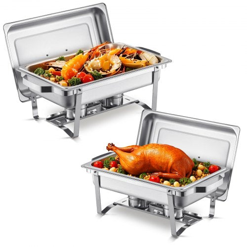 VEVOR Chafing Dish Buffet Set, 8 Qt 2 Pack, Stainless Steel Chafer