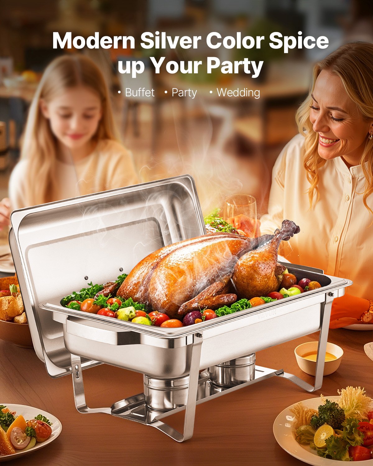VEVOR Chafing Dish Buffet Set, 8 Qt 2 Pack, Stainless Steel Chafer