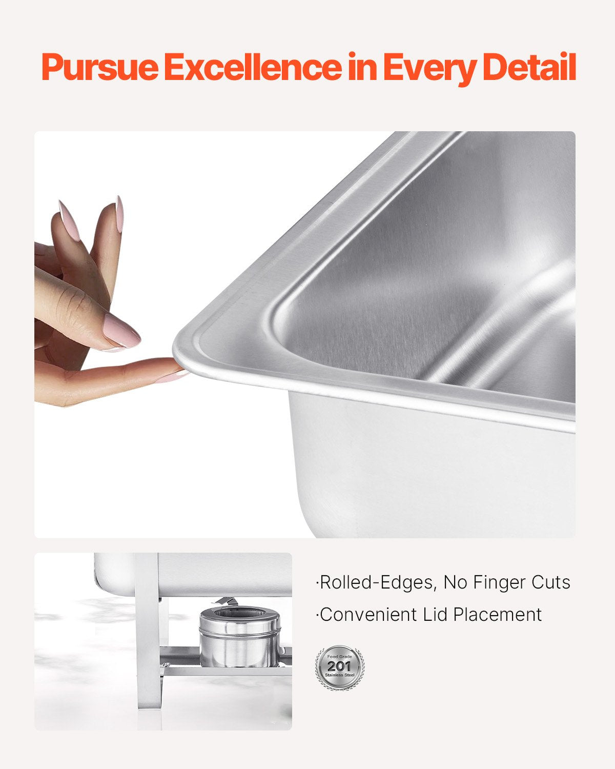 VEVOR Chafing Dish Buffet Set, 8 Qt 2 Pack, Stainless Steel Chafer