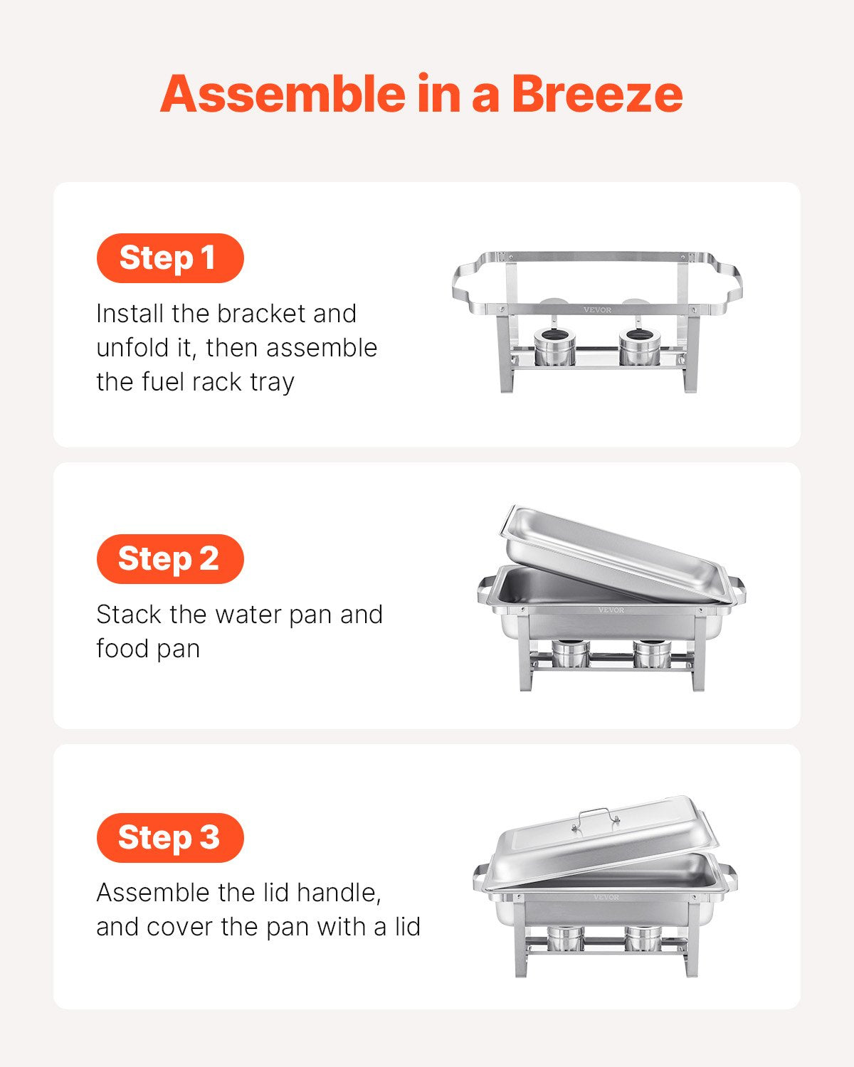 VEVOR Chafing Dish Buffet Set, 8 Qt 2 Pack, Stainless Steel Chafer
