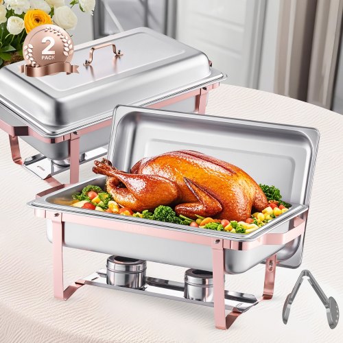 VEVOR Chafing Dish Buffet Set, 8 Qt 2 Pack, Stainless Steel Chafer