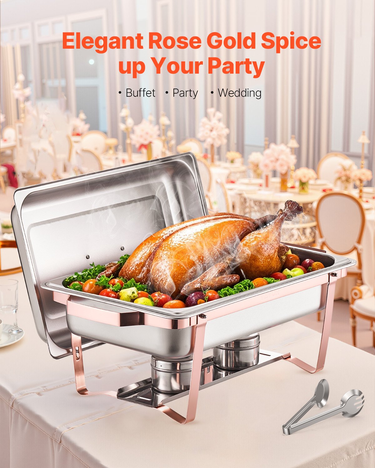 VEVOR Chafing Dish Buffet Set, 8 Qt 2 Pack, Stainless Steel Chafer