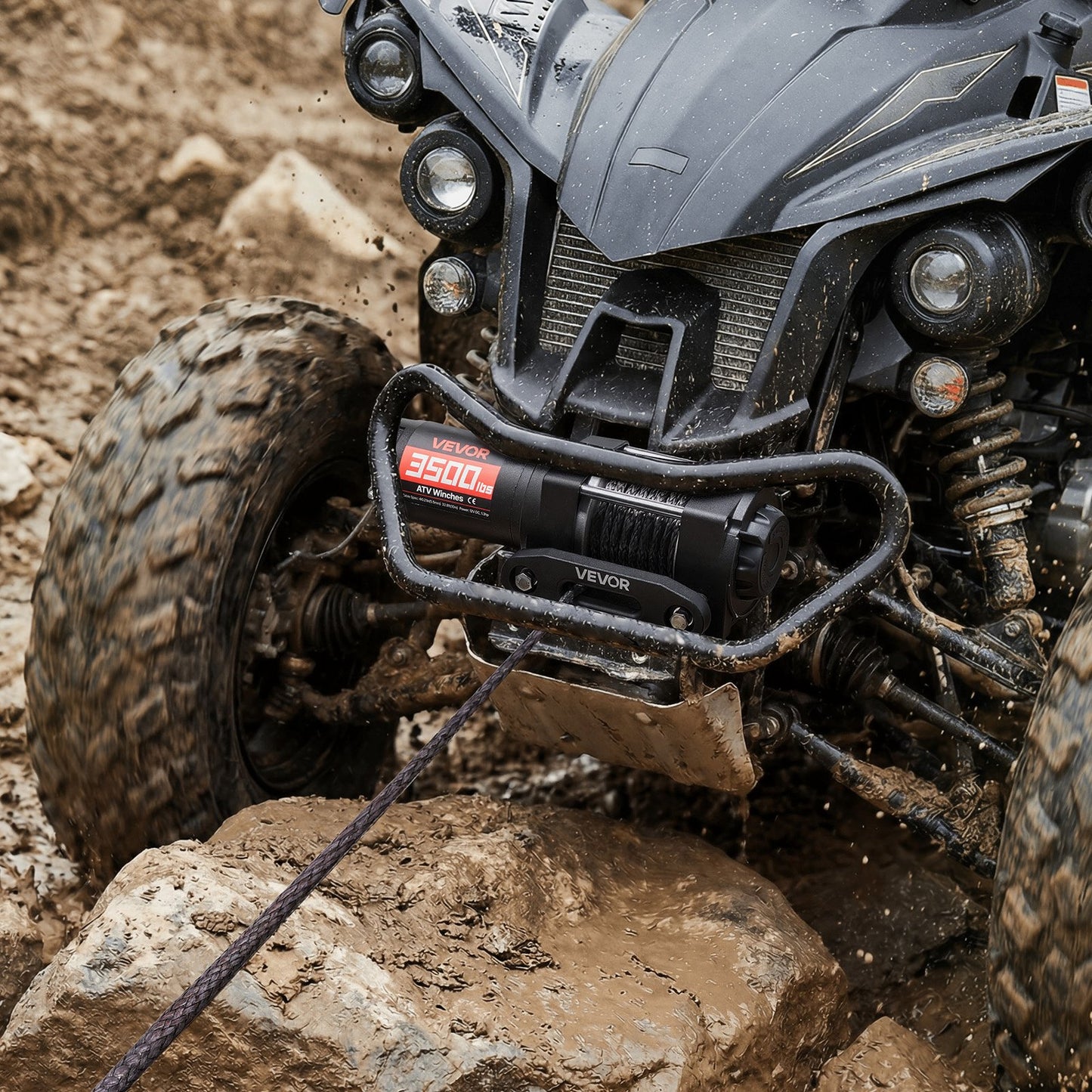 1587 kg Electric Winch, 12V DC ATV/UTV Winch with Φ5.5 mm x 10 m